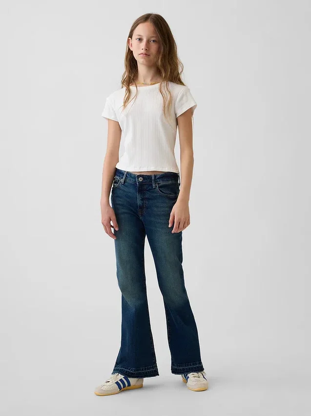 Jeans a zampa anni '70 a vita alta per bambini