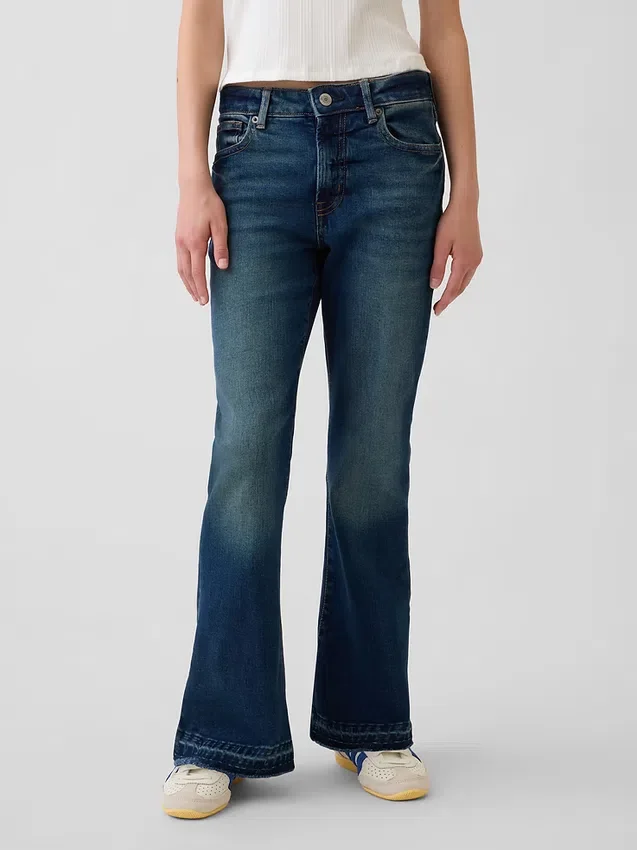 Jeans a zampa anni '70 a vita alta per bambini