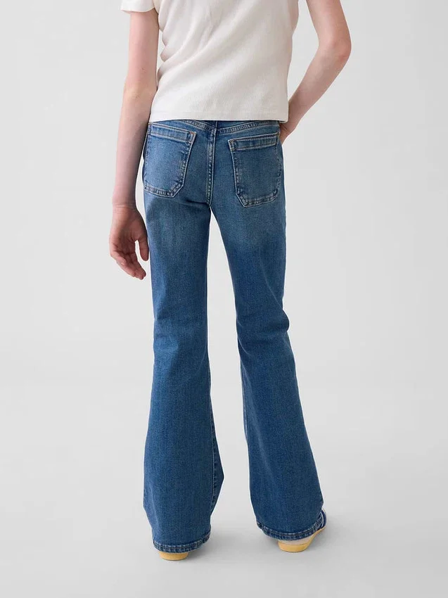Jeans a zampa anni '70 a vita alta per bambini