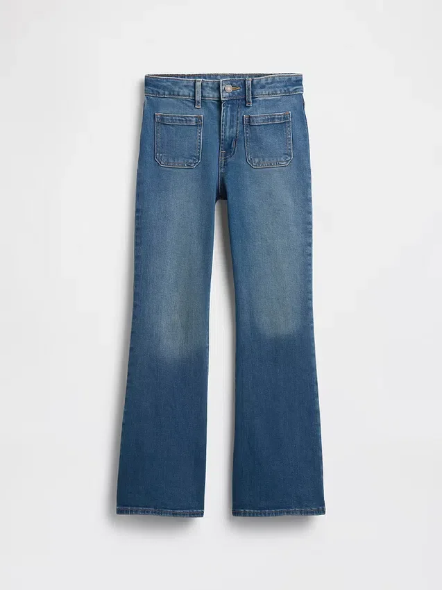Jeans a zampa anni '70 a vita alta per bambini