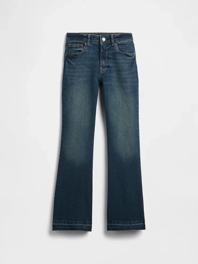 Jeans a zampa anni '70 a vita alta per bambini