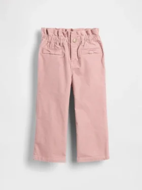 Jeans a zampa con fiocco in velluto per neonato & bebè