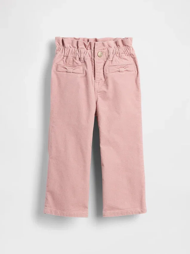 Jeans a zampa con fiocco in velluto per neonato & bebè