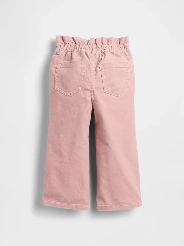 Jeans a zampa con fiocco in velluto per neonato & bebè