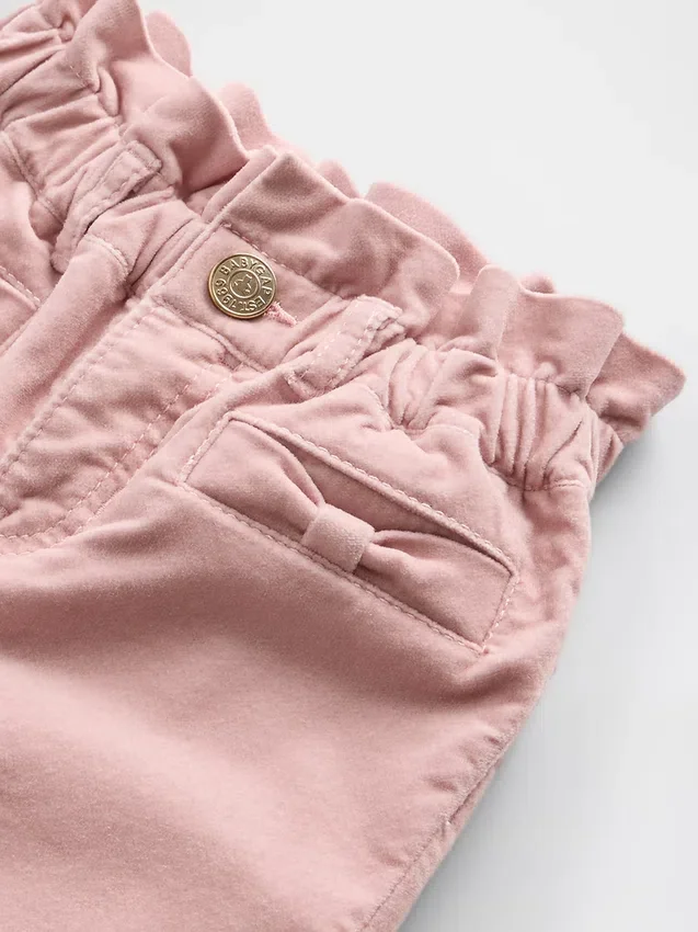 Jeans a zampa con fiocco in velluto per neonato & bebè