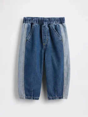 Jeans a zampa d’elefante bicolori senza bottoni per neonato & bebè
