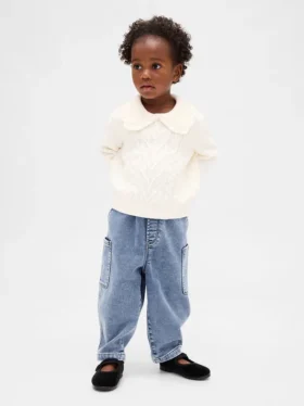 Jeans a zampa d’elefante in maglia per neonato & bebè