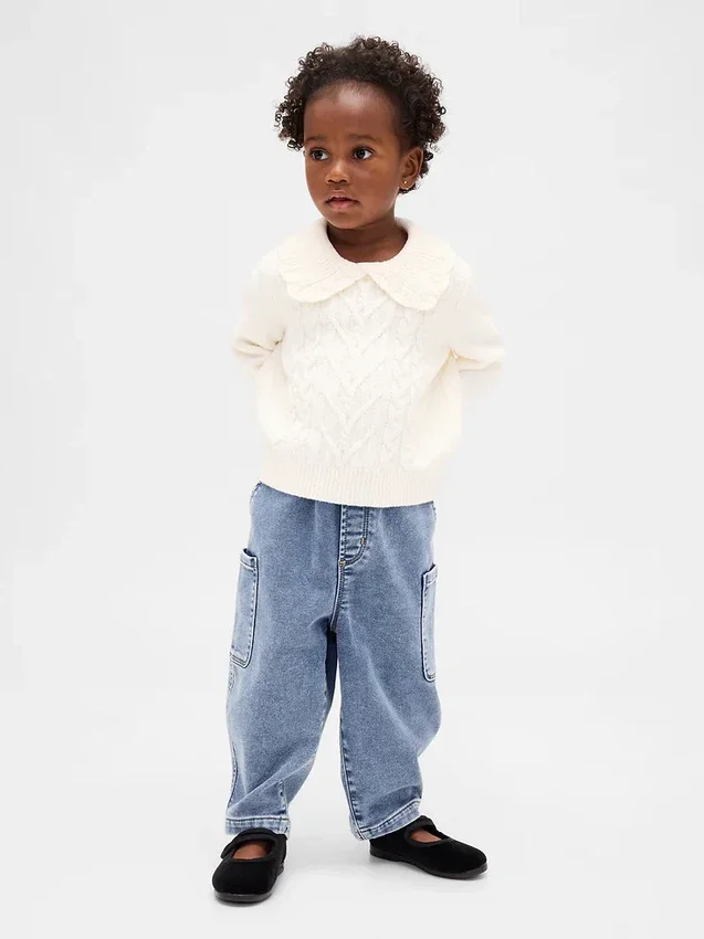 Jeans a zampa d’elefante in maglia per neonato & bebè