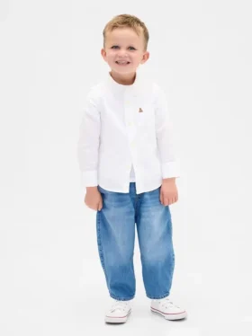Jeans a zampa d’elefante senza bottoni per neonato & bebè