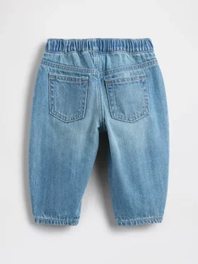 Jeans a zampa per neonati con chiusura a elastico