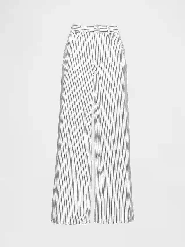 Jeans baggy a vita media con righe in denim