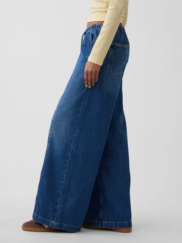 Jeans baggy a vita media, morbidissimi e con cuciture semplici