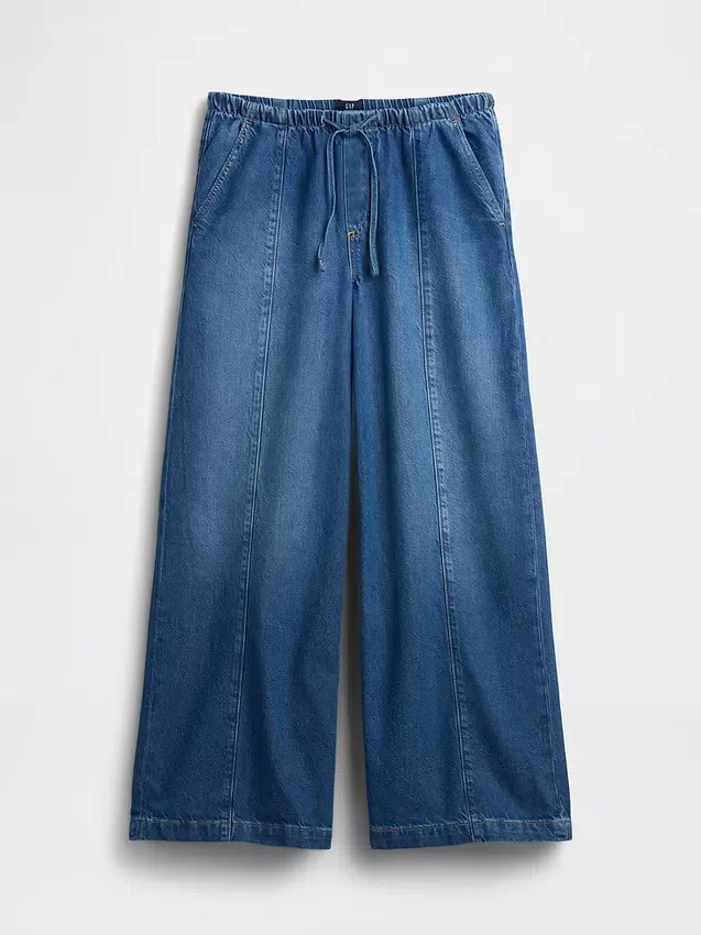 Jeans baggy a vita media, morbidissimi e con cuciture semplici