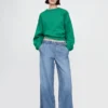 Jeans baggy a vita media, ultra morbidi e con pieghe