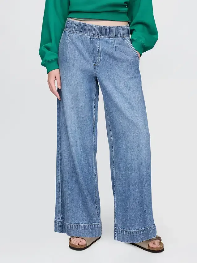 Jeans baggy a vita media, ultra morbidi e con pieghe