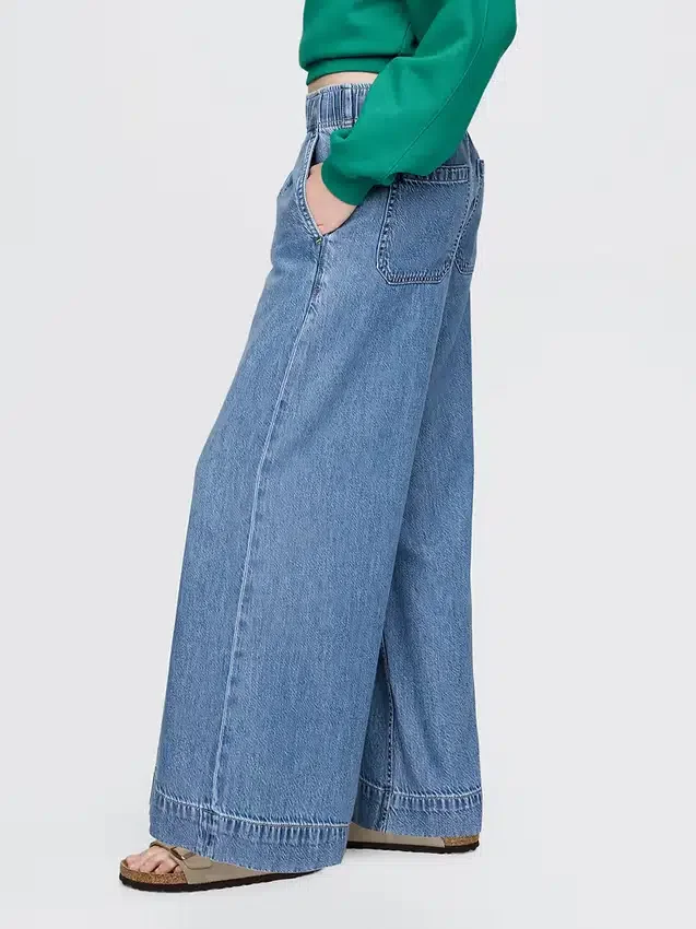 Jeans baggy a vita media, ultra morbidi e con pieghe