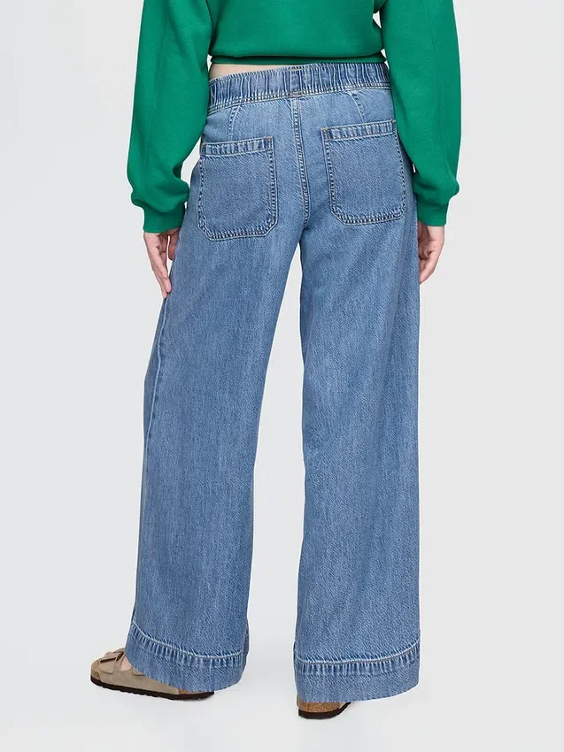 Jeans baggy a vita media, ultra morbidi e con pieghe