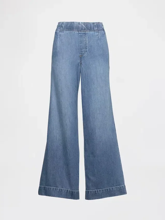 Jeans baggy a vita media, ultra morbidi e con pieghe
