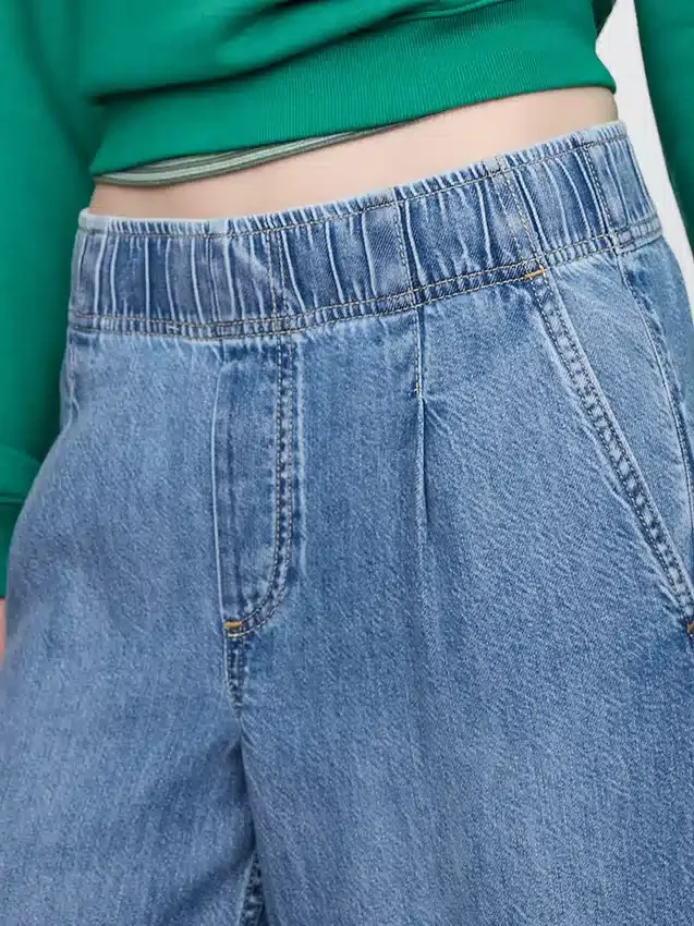 Jeans baggy a vita media, ultra morbidi e con pieghe