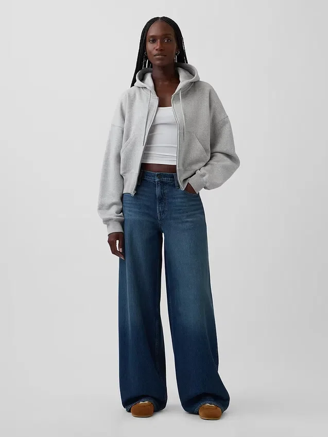 Jeans baggy a vita media ultrasoft con fibbia