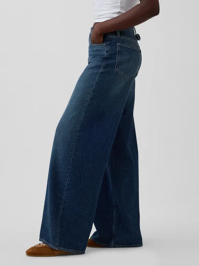 Jeans baggy a vita media ultrasoft con fibbia