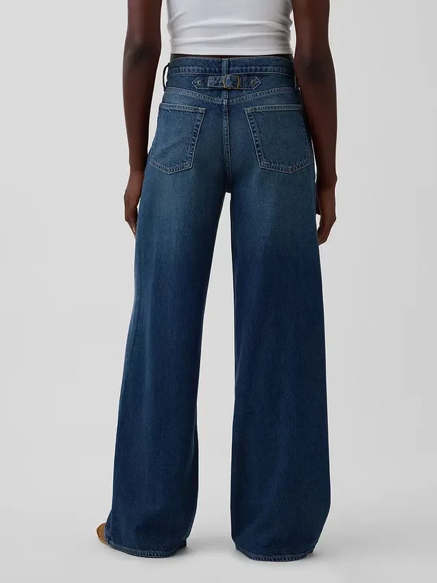 Jeans baggy a vita media ultrasoft con fibbia