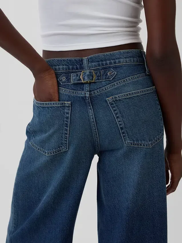Jeans baggy a vita media ultrasoft con fibbia