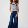 Jeans baggy da bambino a vita bassa con carré frontale
