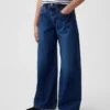 Jeans baggy da bambino a vita bassa con carré frontale