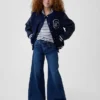 Jeans baggy da bambino a vita bassa con carré frontale