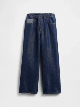 Jeans baggy da bambino a vita bassa con effetto metallizzato