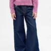 Jeans baggy da bambino a vita bassa con effetto metallizzato