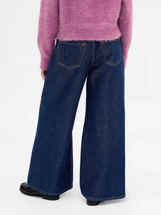 Jeans baggy da bambino a vita bassa con effetto metallizzato
