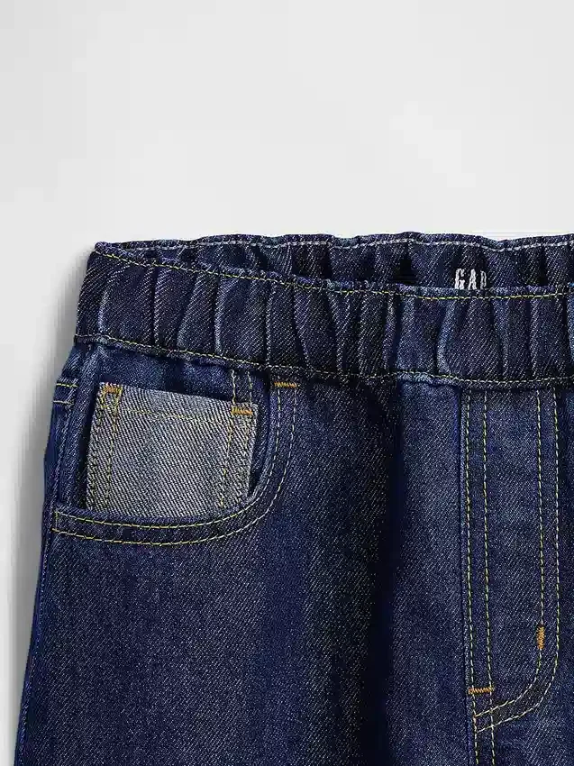 Jeans baggy da bambino a vita bassa con effetto metallizzato