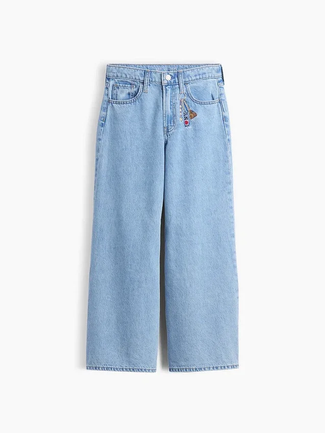 Jeans baggy da bambino a vita bassa con ricamo “I Heart NY”