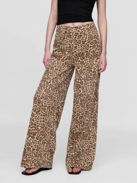 Jeans baggy leopardati ultra morbidi a vita media