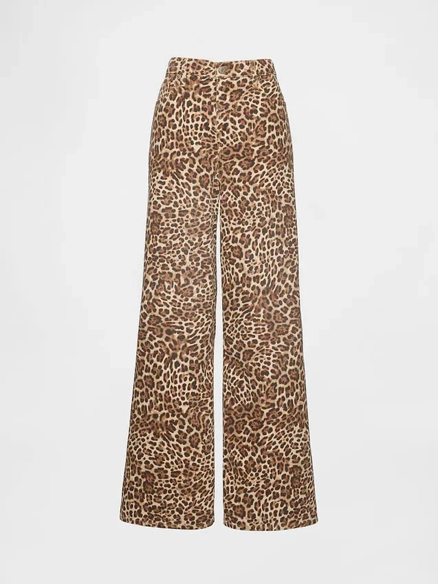 Jeans baggy leopardati ultra morbidi a vita media