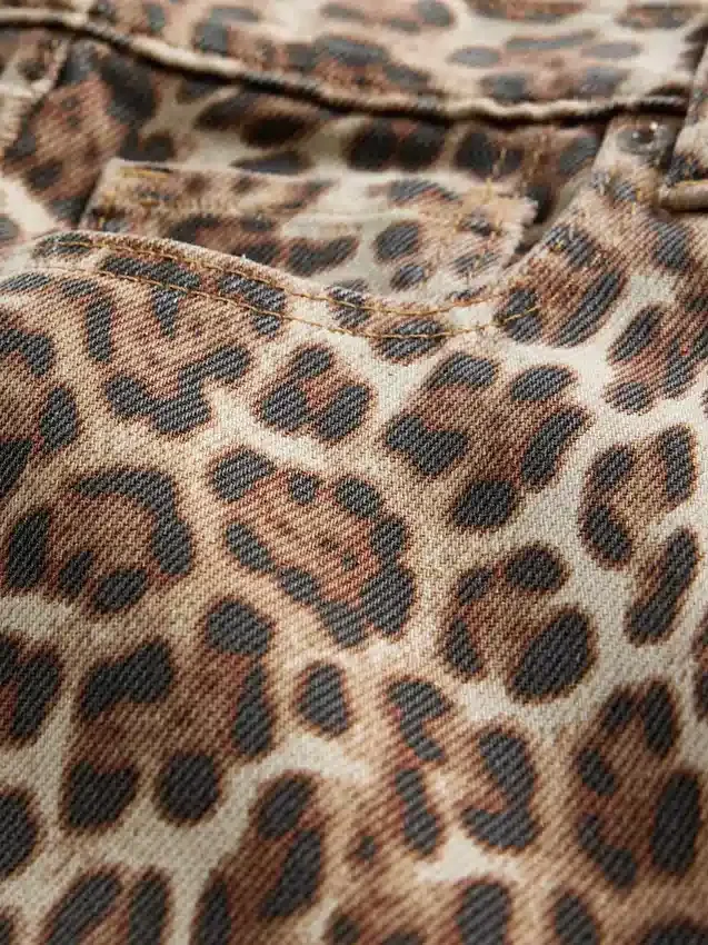 Jeans baggy leopardati ultra morbidi a vita media