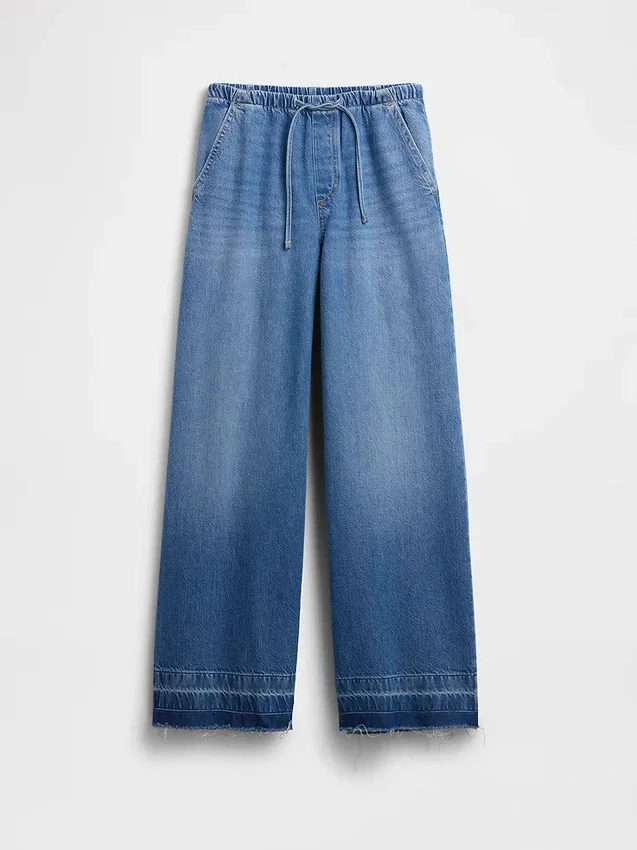 Jeans baggy morbidi a vita media