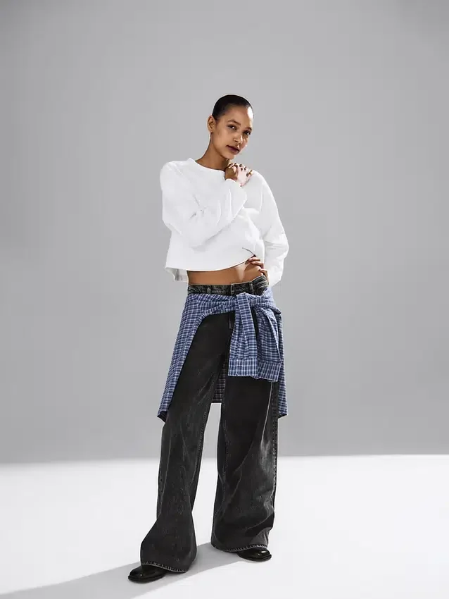 Jeans baggy ultrasoft a vita media
