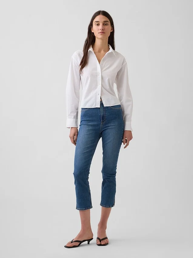 Jeans capri a vita alta