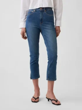 Jeans capri a vita alta