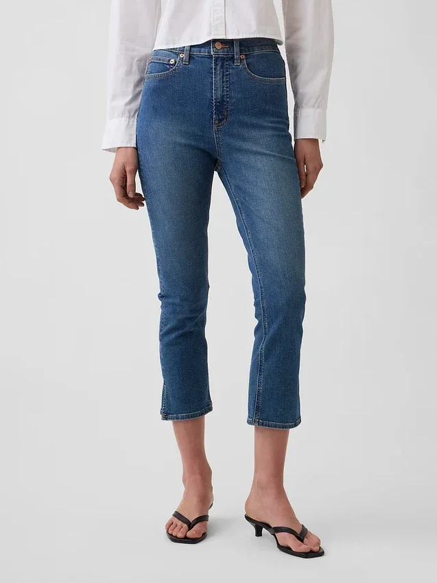 Jeans capri a vita alta