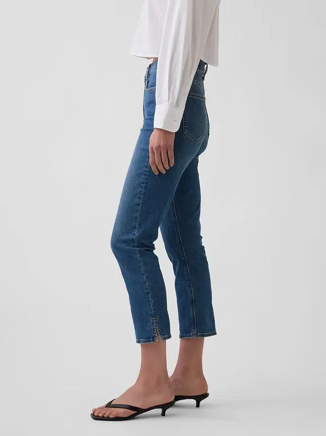 Jeans capri a vita alta