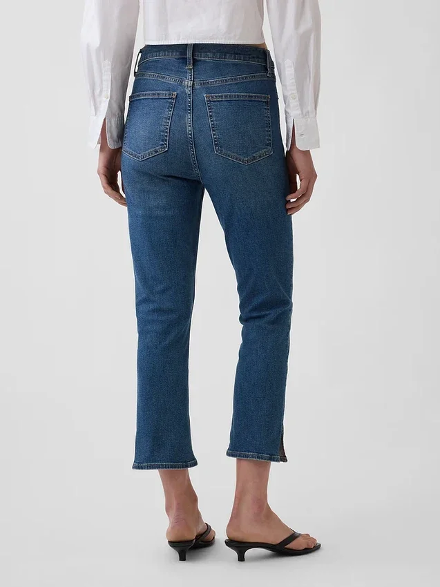 Jeans capri a vita alta
