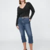 Jeans capri a vita alta