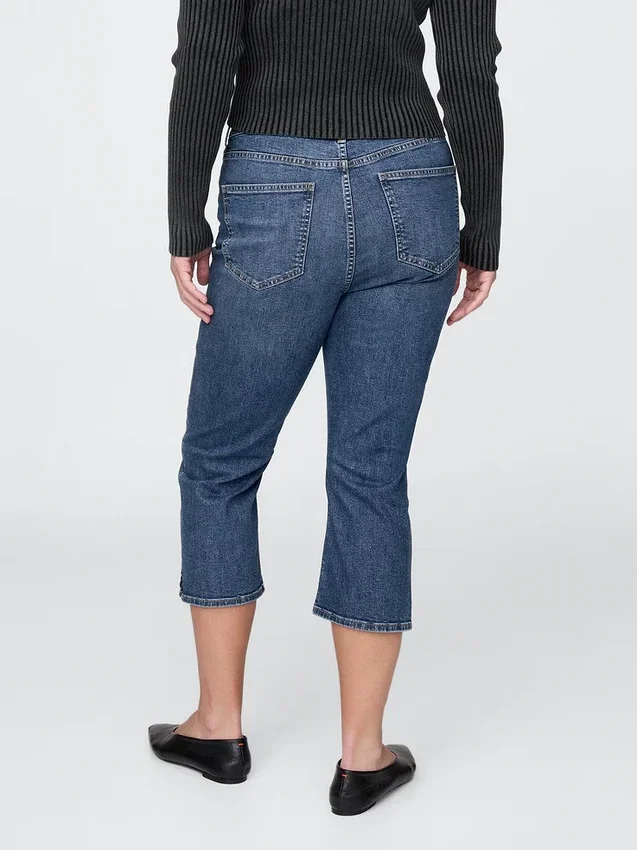 Jeans capri a vita alta