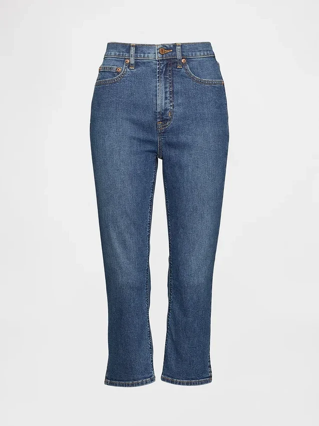 Jeans capri a vita alta