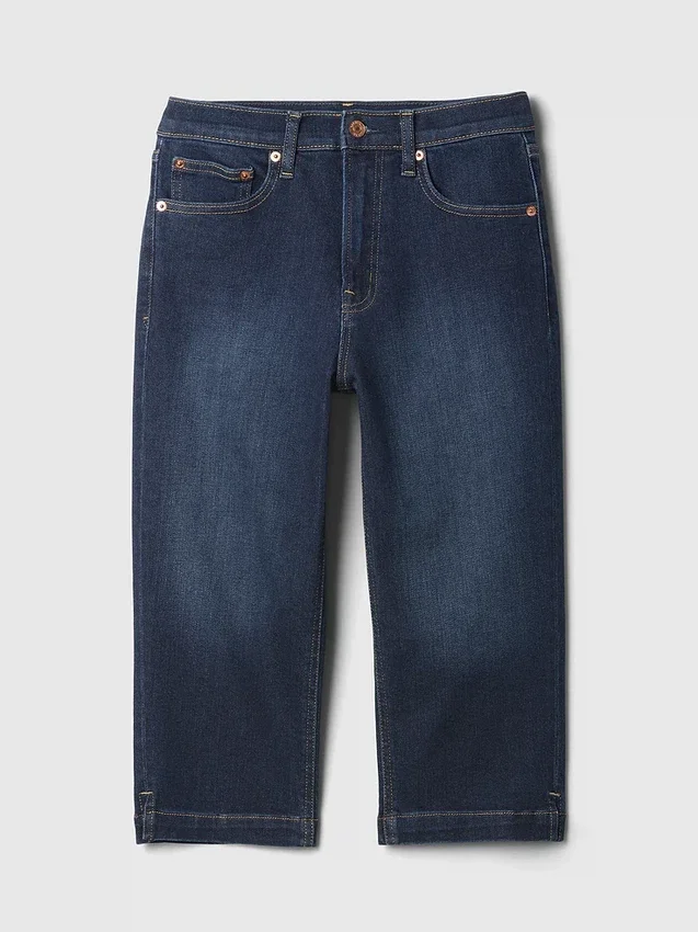 Jeans capri a vita alta e taglio corto