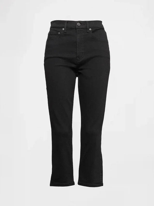 Jeans capri a vita alta e taglio corto